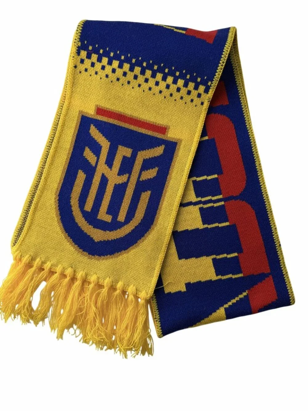 ✨Handmade Soft Wool Scarf ECUADOR La Tri Soccer Fan Geometric 1.56m*80cm New